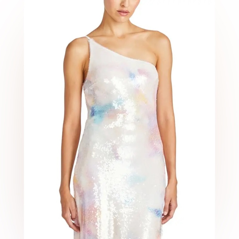 Monique Lhuillier Pastel One-Shoulder Dress - Picture 7 of 11